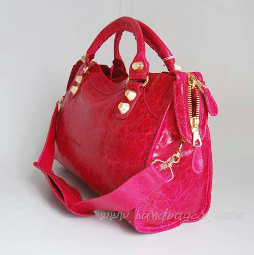 Balenciaga 084332B Red Giant City Lambskin Leather Bag With Gold Hardware