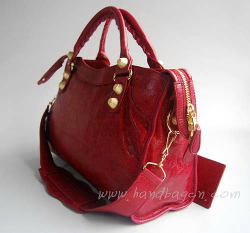 Balenciaga 084332B Red Lambskin Giant City Bag Medium Size