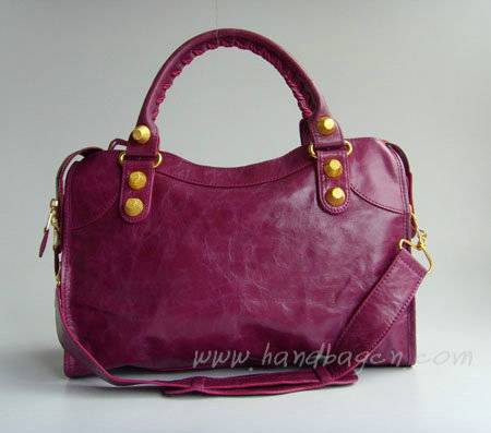 Balenciaga 084332B Purple Red Medium City Bag in 38CM