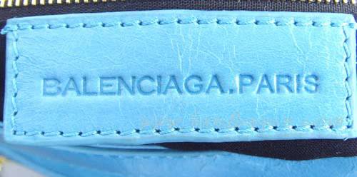 Balenciaga 084332B Sky Blue Medium City Bag With Gold Hardware in 38cm