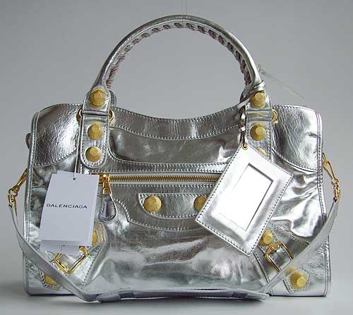 Balenciaga 084332B Silver Medium City Bag in 38CM - Click Image to Close