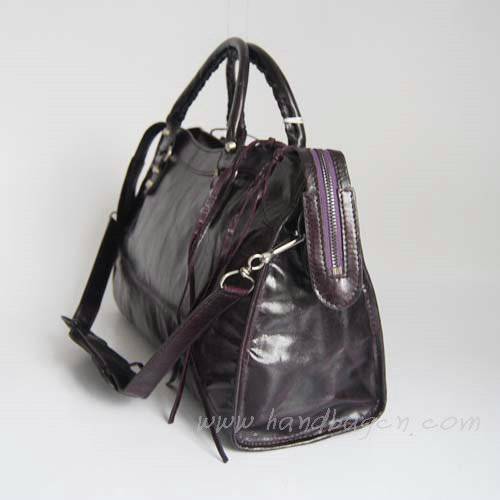 Balenciaga 084332 Dark Purple Motorcycle City Bag Medium Size