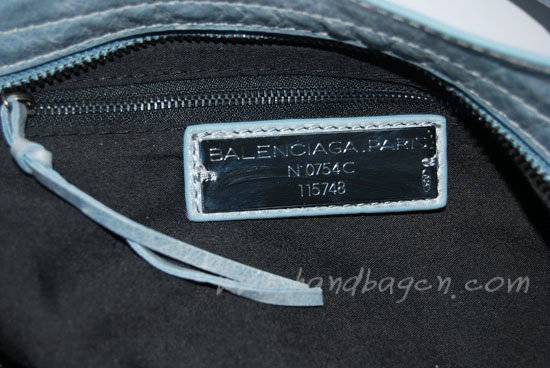 Balenciaga 084332 Grey Blue Motorcycle City Bag Medium Size - Click Image to Close