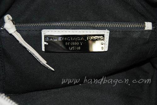 Balenciaga 084332 Light Grey Motorcycle City Medium Lambskin Handbag - Click Image to Close