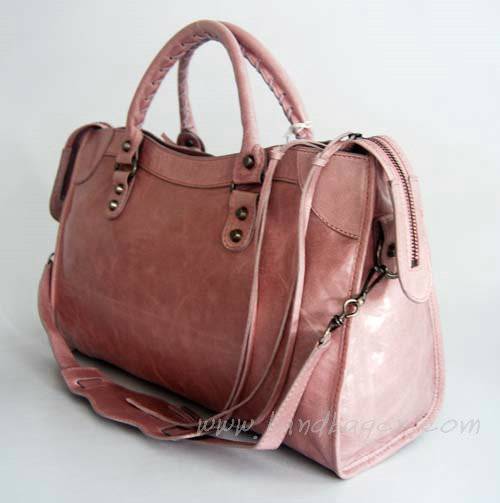 Balenciaga 084332 Light Pink Motorcycle City Bag Medium Size
