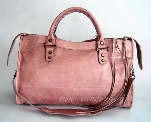 Balenciaga 084332 Light Pink Motorcycle City Bag Medium Size