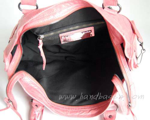 Balenciaga 084332 Pink Lambskin Motorcycle City Bag Medium Size