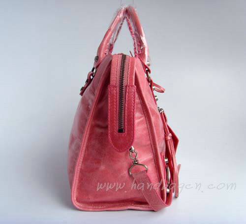 Balenciaga 084332 Pink Motorcycle City Bag Medium Size