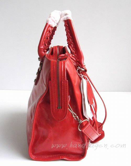 Balenciaga 084332 Pearly lustre Red Motorcycle City Bag Medium Size