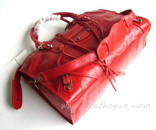 Balenciaga 084332 Pearly lustre Red Motorcycle City Bag Medium Size - Click Image to Close