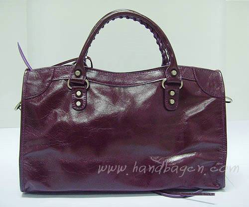 Balenciaga 084332 Purple Motorcycle City Bag Medium Size