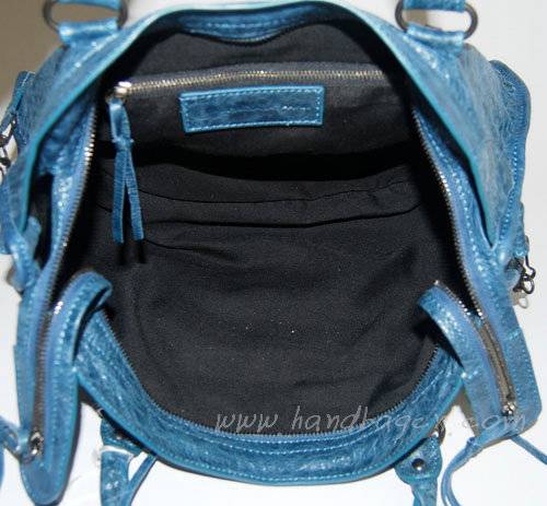 Balenciaga 084332 Royal Blue Motorcycle City Lambskin Leather Bag Medium Size