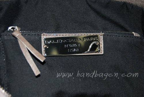 Balenciaga 084332 Silver Gray Motorcycle City Medium Lambskin Handbag