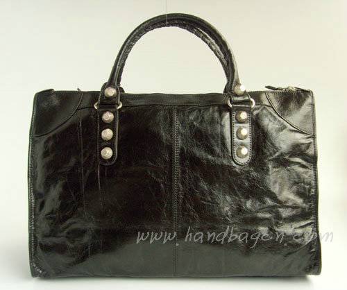 Balenciaga 084334A Black Le Dix Motorcycle Handbag XL Size