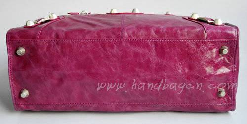 Balenciaga 084334A Purple Red Le Dix Motorcycle Handbag XL Size