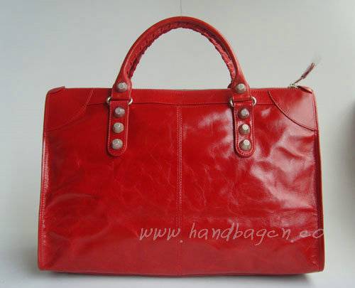 Balenciaga 084334A Red Le Dix Motorcycle Handbag XL Size
