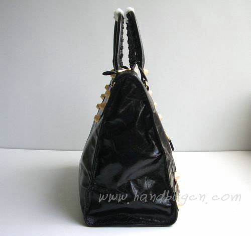 Balenciaga 084334B Black Le Dix Motorcycle Handbag XL Size