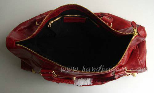 Balenciaga 084334B Red Le Dix Motorcycle Handbag XL Size
