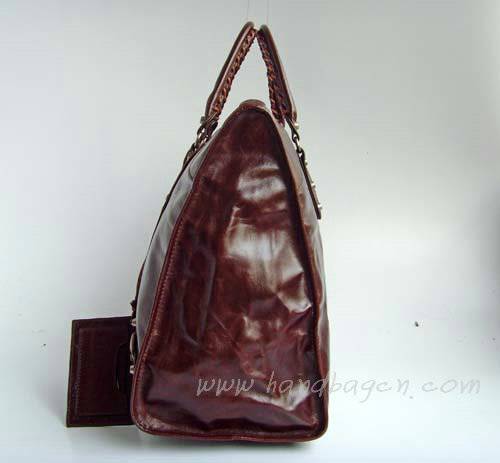Balenciaga 084334 Dark Brown Le Dix Motorcycle Handbag XL Size - Click Image to Close