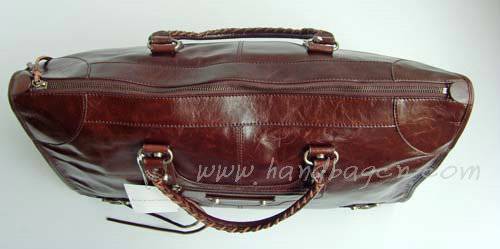 Balenciaga 084334 Dark Brown Le Dix Motorcycle Handbag XL Size