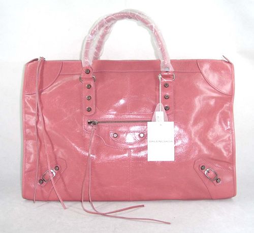Balenciaga 084334 Pink Le Dix Motorcycle Handbag XL Size - Click Image to Close