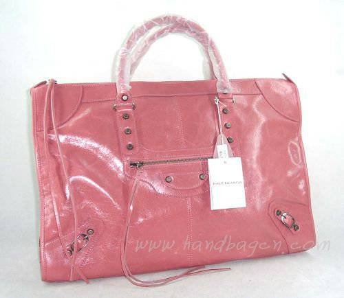 Balenciaga 084334 Pink Le Dix Motorcycle Handbag XL Size