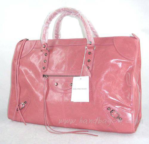Balenciaga 084334 Pink Le Dix Motorcycle Handbag XL Size - Click Image to Close