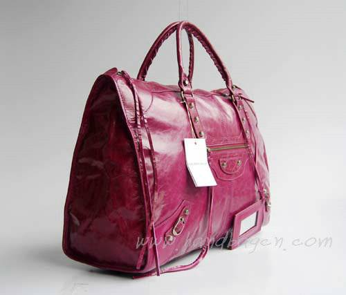 Balenciaga 084334 Purple Red Le Dix Motorcycle Handbag XL Size - Click Image to Close