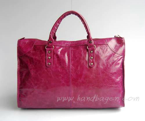 Balenciaga 084334 Purple Red Le Dix Motorcycle Handbag XL Size