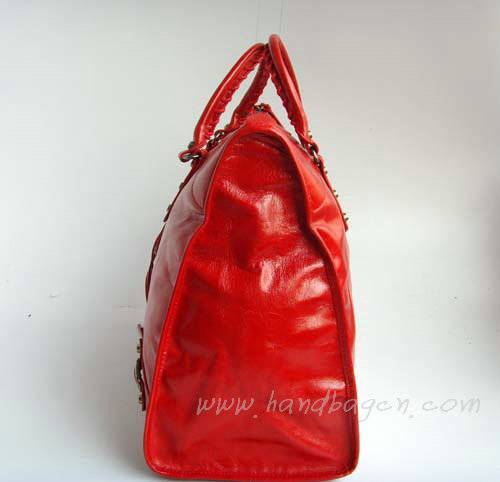 Balenciaga 084334 Red Le Dix Motorcycle Handbag XL Size