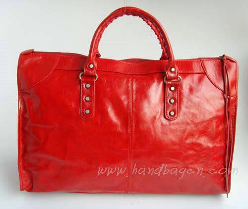 Balenciaga 084334 Red Le Dix Motorcycle Handbag XL Size