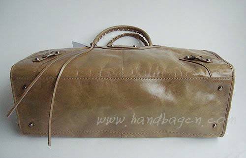Balenciaga 084334 Silver Gray Le Dix Motorcycle Handbag XL Size