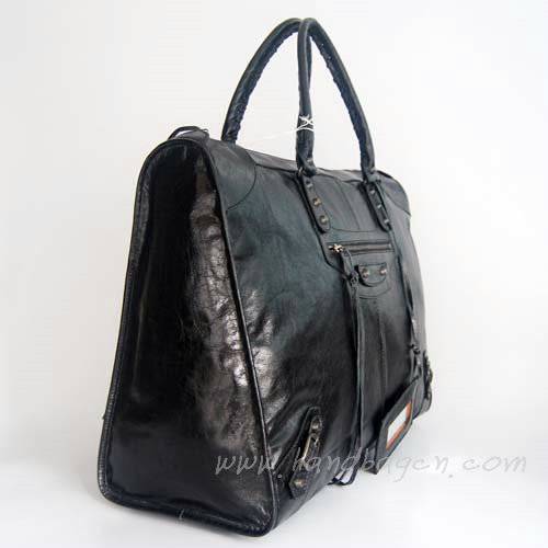 Balenciaga 084336 Black Le Dix Motorcycle Handbag XL Size