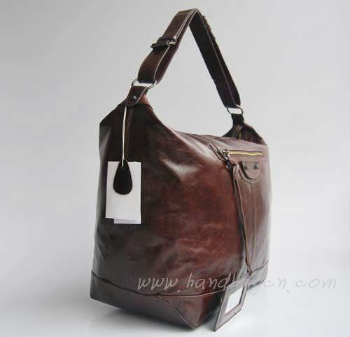Balenciaga 084339 Dark Coffee Oversized Sqaure Shaped Bag - Click Image to Close