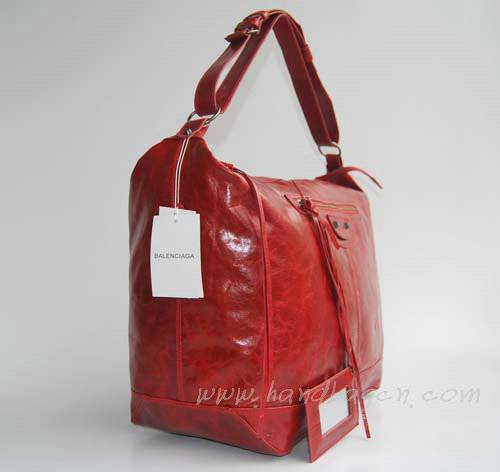 Balenciaga 084339 Red Oversized Sqaure Shaped Bag