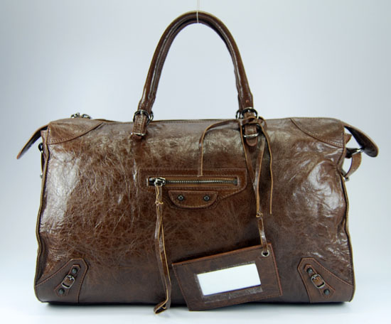Balenciaga 084340 coffee lambskin handbag with 43CM