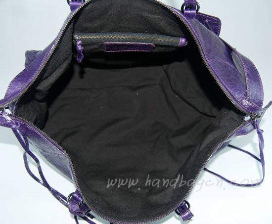 Balenciaga 084340 dark purple lambskin handbag with 43CM