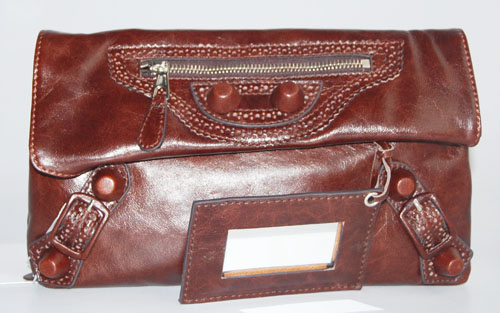Balenciaga 084351 Light Brown Giant City Whipstitch Clutch & Leather - Click Image to Close