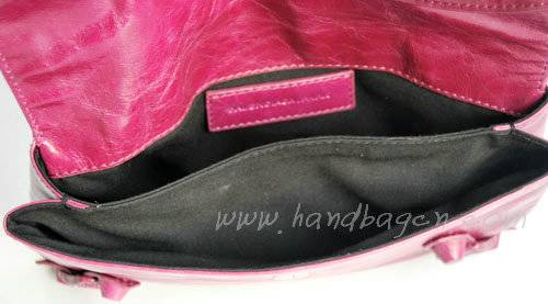 Balenciaga 084351 Purplish Red Giant City Whipstitch Clutch & Leather Handbag