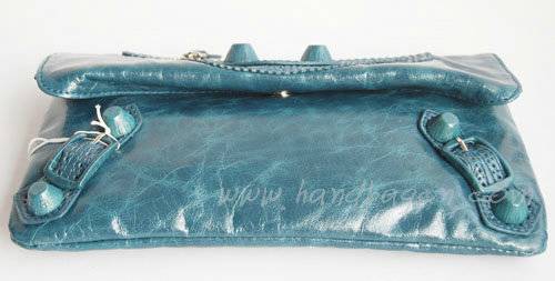 Balenciaga 084351 Royal Blue Giant City Whipstitch Clutch & Leather Handbag