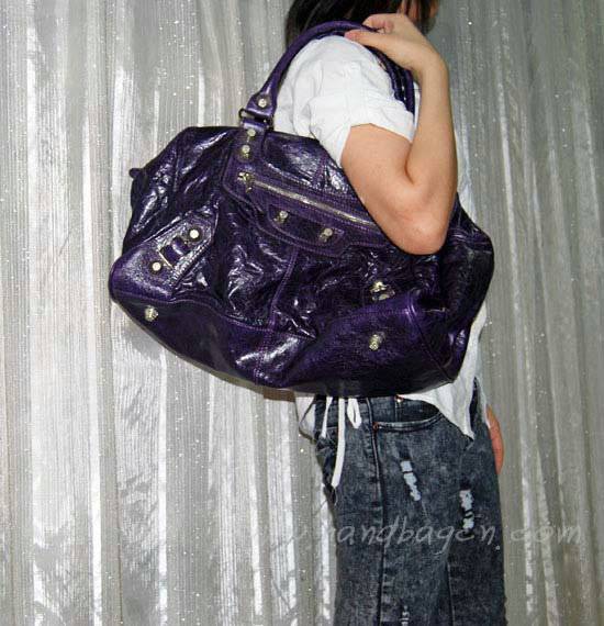 balenciaga 084355A dark pruple lambskin handbag with 44CM - Click Image to Close