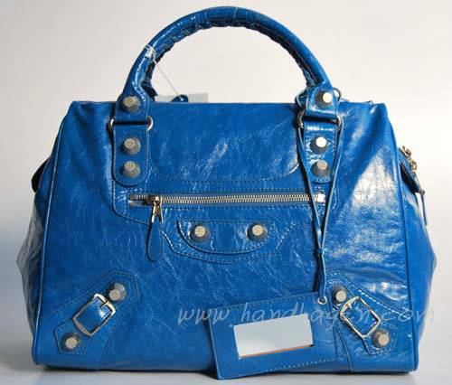 Balenciaga 084358A Blue Giant City Handbag