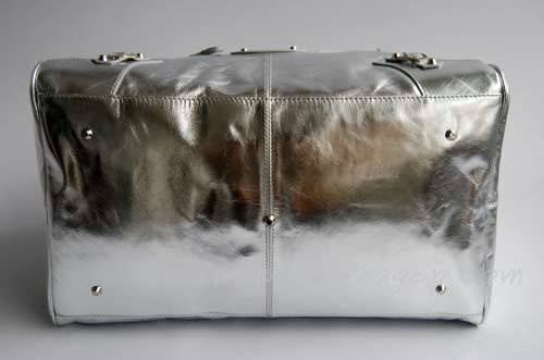Balenciaga 084360 Silver Patent Leather Bowling Large Bag