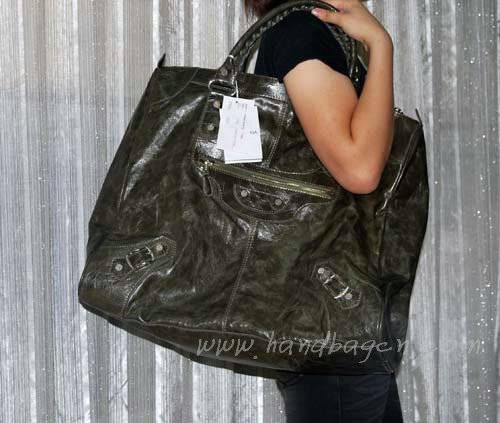 Balenciaga 084361A Army Green Tote Bag