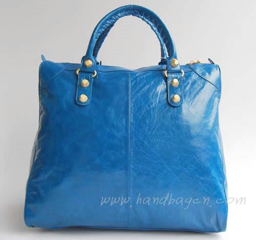 Balenciaga 084361B Blue Leather Handbag - Click Image to Close