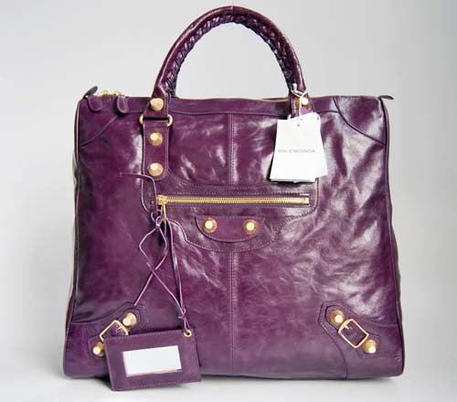 Balenciaga 084361B Purple Leather Handbag
