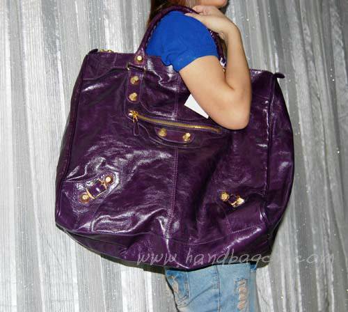 Balenciaga 084361B Purple Leather Handbag - Click Image to Close