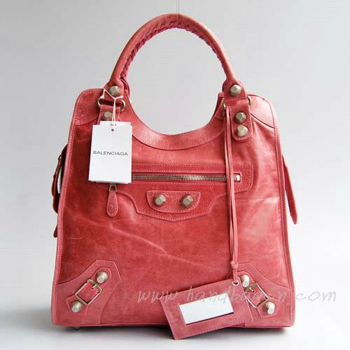 Balenciaga 084366A Pink New Blanket Stitch Oversized Bag