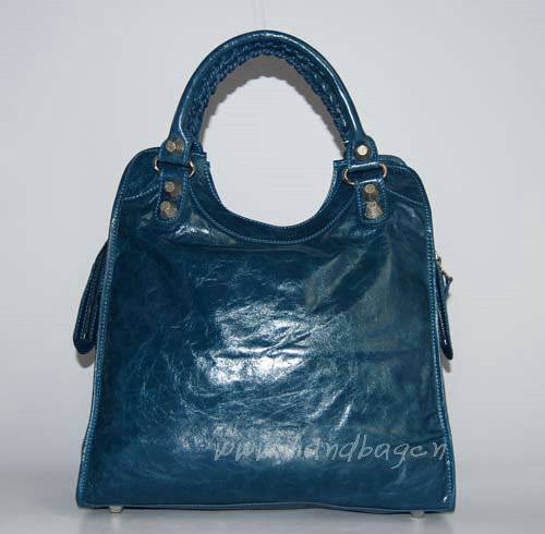 Balenciaga 084366A Royal Blue New Blanket Stitch Oversized Bag - Click Image to Close