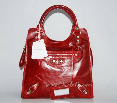 Balenciaga 084366A Red New Blanket Stitch Oversized Bag - Click Image to Close